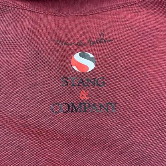 Travis Mathew Golf Shirt Men Extra Large XL Red Gray Stang & Company Poly Cotton - Picture 6 of 9